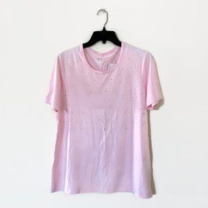 Light pink top, blouse T Shirt with beads